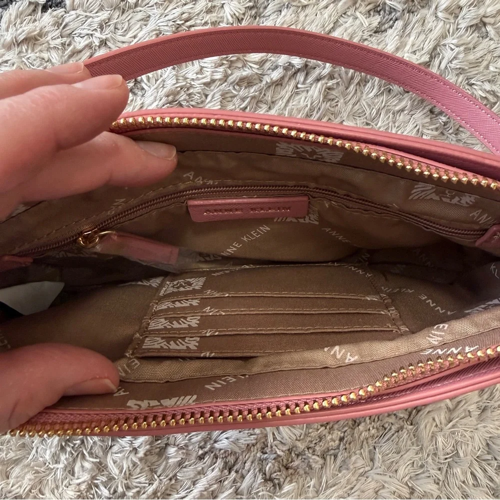 Anne Klein Pink Shoulder Bag with Gold Chain